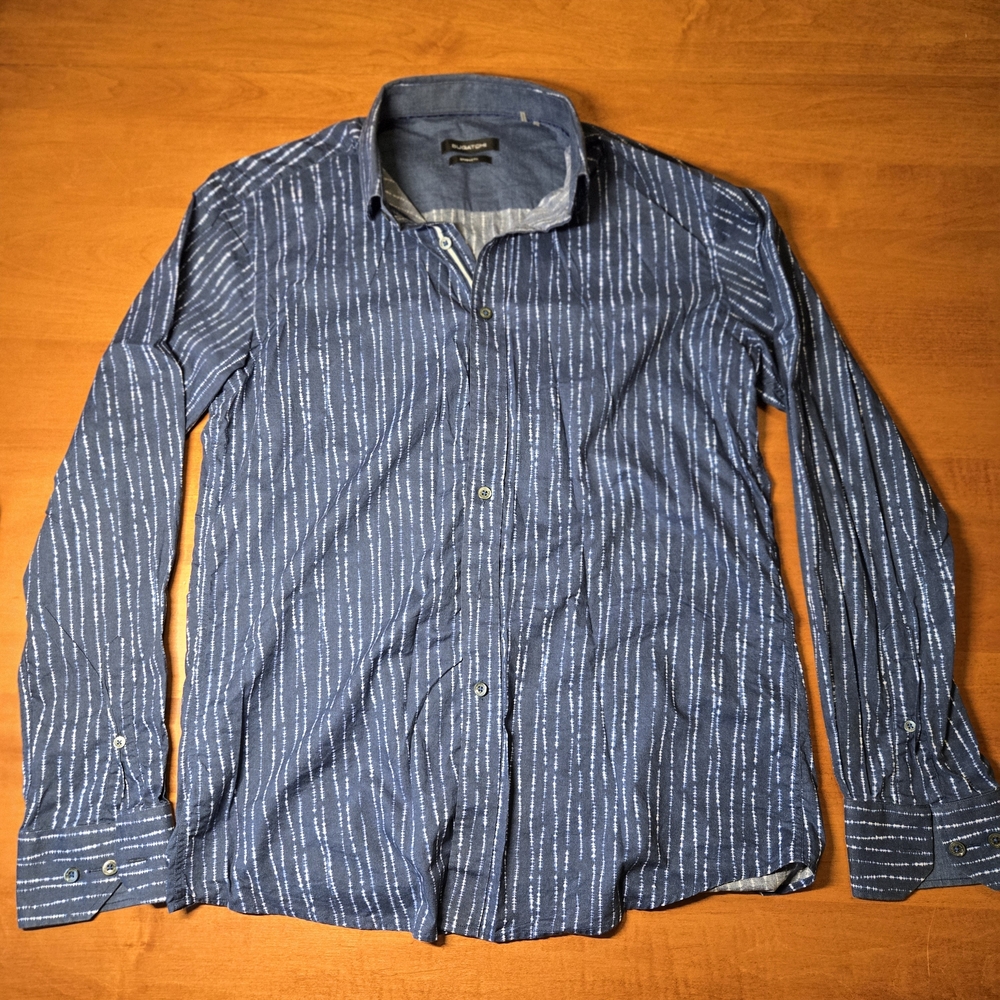 Bugatchi Navy and White Patterned Shirt